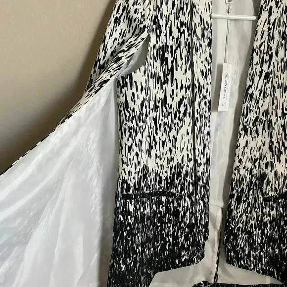Mural Gray White Abstract Print Cape Blazer XS - Picture 6 of 13
